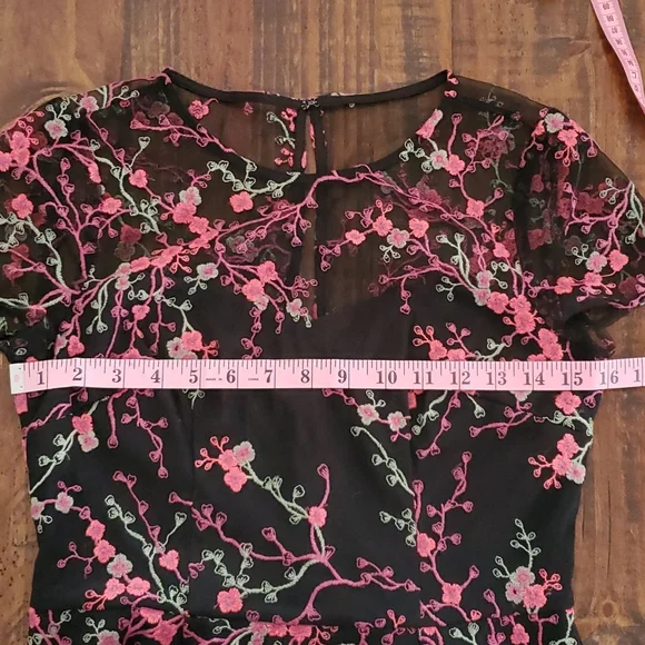 Adrianna Papell Embroidered Floral Desss - Picture 7 of 11